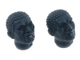 VINTAGE CARVED STONE BLACK MANS HEAD CANE HANDLES