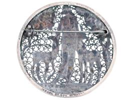 JUDAICA ISRAELI STERLING SILVER FILIGREE BROOCH