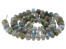 COLLECTION OF ROUND DRILLED LABRADORITE BEADS ON ROPE