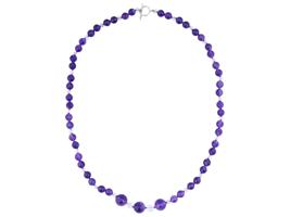 VINTAGE CLEAR AMETHYST ROCK CRYSTAL BEADED NECKLACE