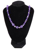 VINTAGE CLEAR AMETHYST ROCK CRYSTAL BEADED NECKLACE