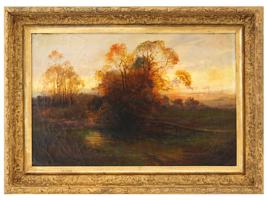 AMERICAN LANDSCAPE OIL PAINTING BY EDWARD M BANNISTER