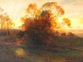 AMERICAN LANDSCAPE OIL PAINTING BY EDWARD M BANNISTER