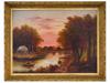 EARLY 20TH C AMERICAN RIVER LANDSCAPE OIL PAINTING PIC-0