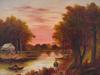 EARLY 20TH C AMERICAN RIVER LANDSCAPE OIL PAINTING PIC-1