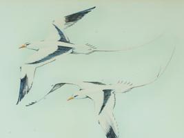 1980S AMERICAN COLOR LITHOGRAPH SEAGULLS SIGNED