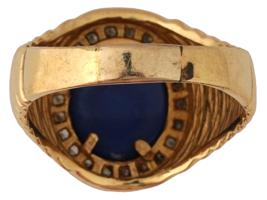 VINTAGE MENS 14K GOLD SAPPHIRE DIAMOND SIGNET RING