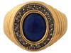 VINTAGE MENS 14K GOLD SAPPHIRE DIAMOND SIGNET RING PIC-0