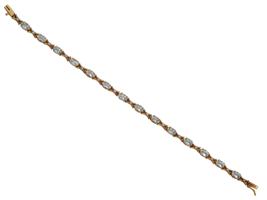 VINTAGE 14K GOLD AQUAMARINE DIAMOND TENNIS BRACELET