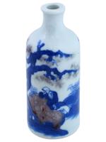 ANTIQUE CHINESE BLUE AND WHITE PORCELAIN SNUFF BOTTLE