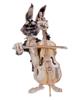 SPANISH ART DECO SILVER RABBIT CELLO PLAYER FIGURE PIC-1