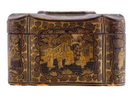 19TH C ANTIQUE CHINESE EXPORTS GILT LACQUERED BOX
