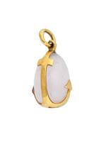 RUSSIAN GILT SILVER PINK QUARTZ ANCHOR EGG PENDANT