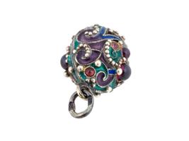 RUSSIAN ENAMEL 84 SILVER WITH GEMSTONES EGG PENDANT