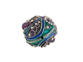 RUSSIAN ENAMEL 84 SILVER WITH GEMSTONES EGG PENDANT