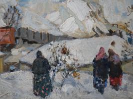 RUSSIAN WINTER OIL PAINTING BY KONSTANTIN GORBATOV