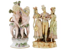 VINTAGE EUROPEAN HAND PAINTED PORCELAIN FIGURINES