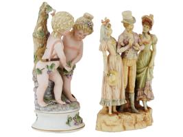 VINTAGE EUROPEAN HAND PAINTED PORCELAIN FIGURINES