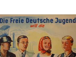 VINTAGE GERMAN POSTER OF FDJ FREE GERMAN YOUTH