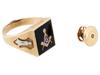 GOLD BLACK ONYX MENS MASONIC SIGNET RING AND PIN PIC-1