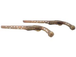 PAIR OF DECORATIVE FLINTLOCK PISTOLS W INLAID PEARL