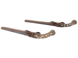 PAIR OF DECORATIVE FLINTLOCK PISTOLS W INLAID PEARL