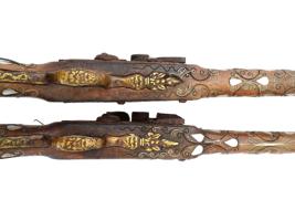 PAIR OF DECORATIVE FLINTLOCK PISTOLS W INLAID PEARL