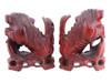ANTIQUE CHINESE HAND CARVED WOODEN FOO DOG FIGURINES PIC-3