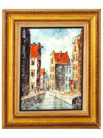 VINTAGE OIL CITYSCAPE PAINTING BY N DITTLING