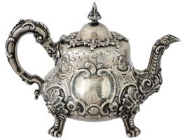 ANTIQUE 1865 ENGLISH STERLING SILVER TEAPOT SAVORY SONS