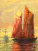 ANTIQUE EUROPEAN IMPRESSIONIST OIL SAILBOAT PAINTING PIC-1