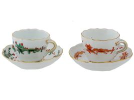 GERMAN MEISSEN PORCELAIN COFFEE CUPS AND SAUCERS