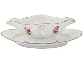 GERMAN PORCELAIN MEISSEN GRAVY BOWL AND SERVING PLATE