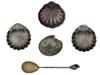 FIVE ANTIQUE STERLING SILVER SHELL SHAPED ITEMS PIC-1