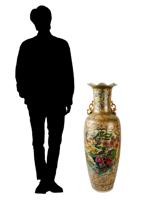 LARGE CHINESE GILT PORCELAIN VASE WITH BIRDS