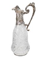 RUSSIAN 84 SILVER AND CUT CRYSTAL DECANTER