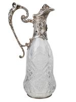 RUSSIAN 84 SILVER AND CUT CRYSTAL DECANTER