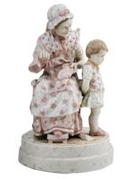 ANTIQUE GERMAN GRANDMA BOY PORCELAIN FIGURAL GROUP