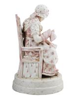 ANTIQUE GERMAN GRANDMA BOY PORCELAIN FIGURAL GROUP