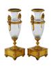 ANTIQUE FRENCH EMPIRE GILT BRONZE CRYSTAL VASES PIC-1