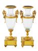 ANTIQUE FRENCH EMPIRE GILT BRONZE CRYSTAL VASES PIC-0