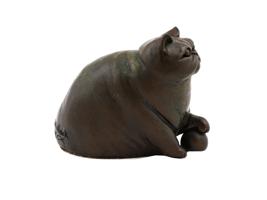 AMERICAN BRONZE FAT CAT FIGURINE BY DEBI POLLOCK