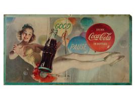 VINTAGE CARDBOARD DOUBLE SIDED COCA COLA SIGN