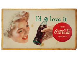 VINTAGE CARDBOARD DOUBLE SIDED COCA COLA SIGN