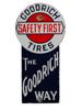 VINTAGE GOODRICH TIRES SAFETY FIRST METAL SIGN PIC-0