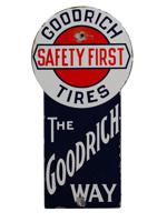 VINTAGE GOODRICH TIRES SAFETY FIRST METAL SIGN