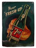 VINTAGE 7UP SODA FRESH UP ADVERTISING TIN SIGN