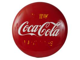 1950 VINTAGE AMERICAN COCA COLA BUTTON LARG TIN SIGN