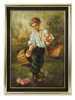 VINTAGE OIL ON CANVAS BOY PORTRAIT PAINTING