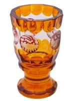 ANTIQUE BOHEMIAN MANNER AMBER CUT GLASS GOBLET